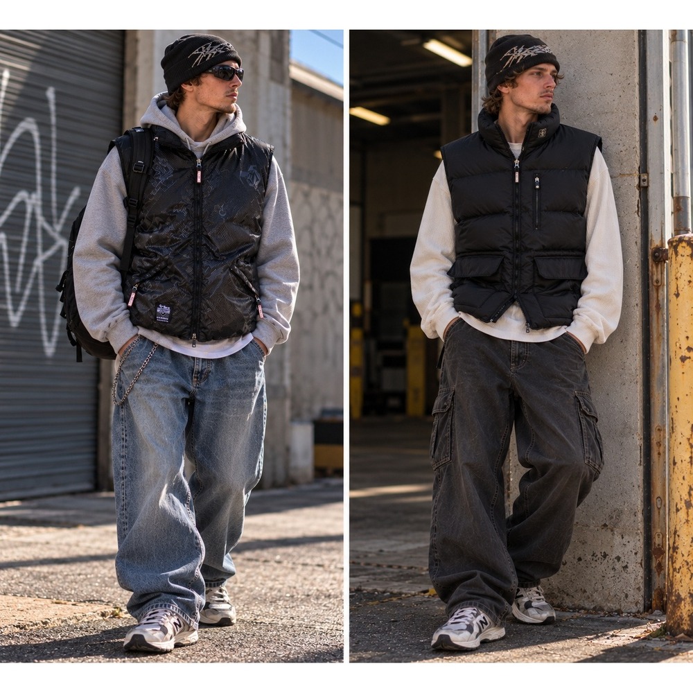 Volcom Chui Vest Puffer Reversible Logo Duck Down Feather Black Medium
